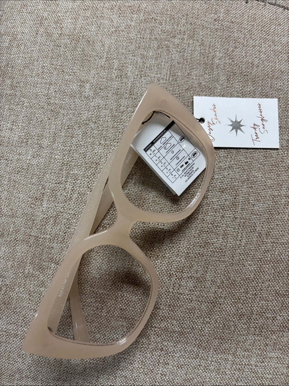 Beige Oversized Cat-Eye Sunglasses Frames — Neutral Beige